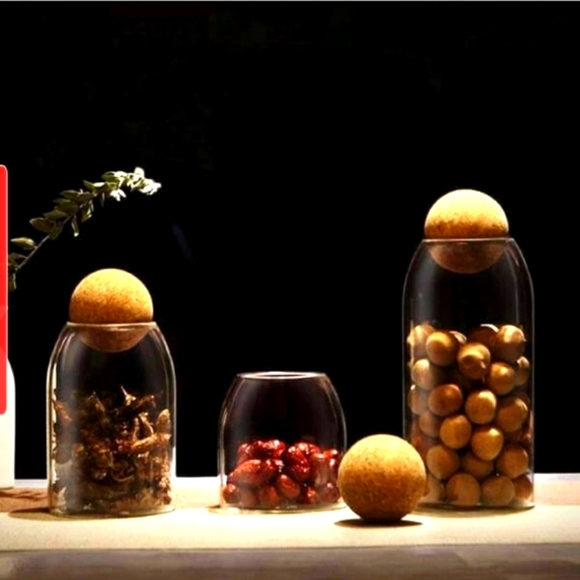 NWT Wondrwood tapered cork & glass storage jars 3 - Picture 2 of 12